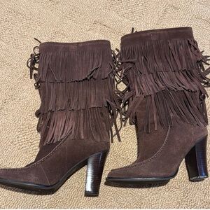 Polo Ralph Lauren Brown Fringe Heeled Boots